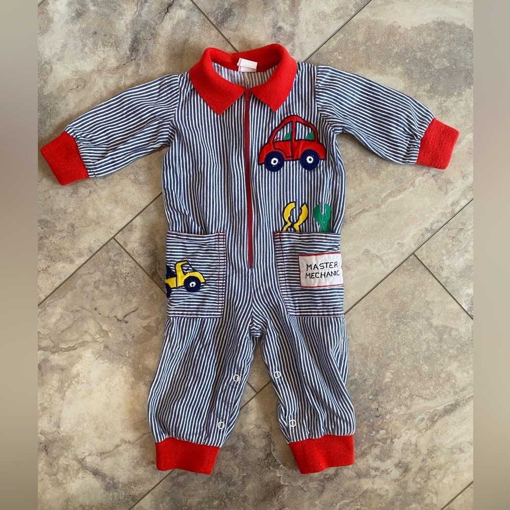 Striped Kids One Piece with Red Accents